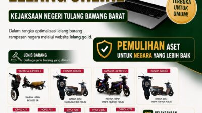 Kejari Tubaba Kembali Buka Lelang Barang Rampasan Negara, 2 Motor dan 10 Ponsel Siap Dilelang untuk Masyarakat